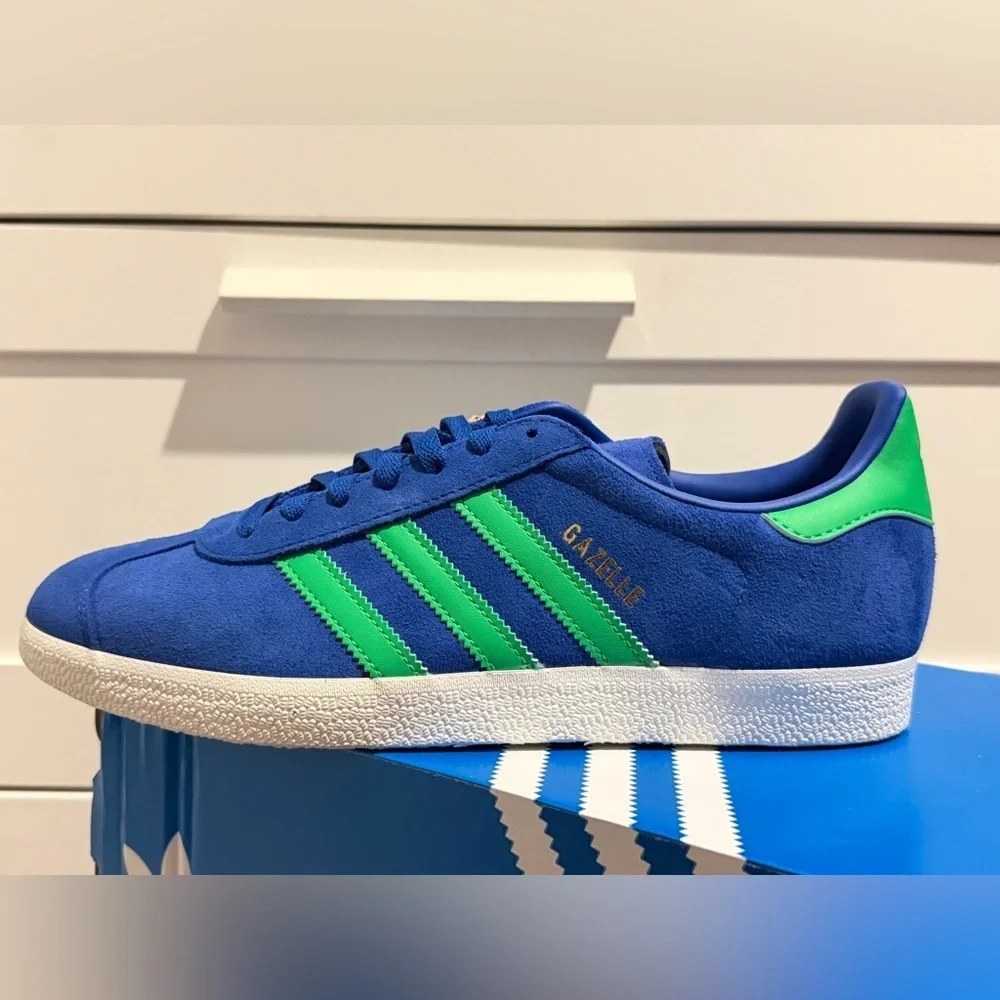 Adidas Gazelle‎ Sneakers Suede Royal Blue/Green Sz 9.5 Men woman Sz 11 Retro
